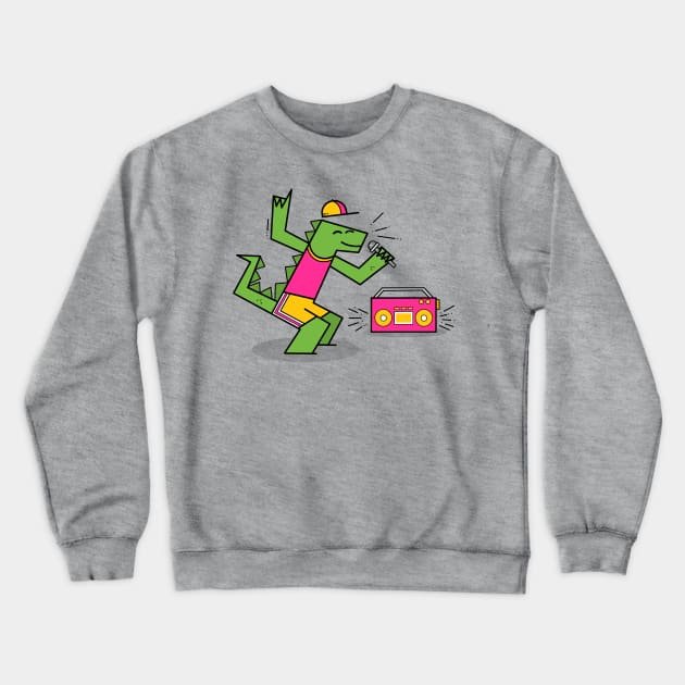 Dinosaur Rap, Prehistoric Boom Box Crewneck Sweatshirt by Andy McNally